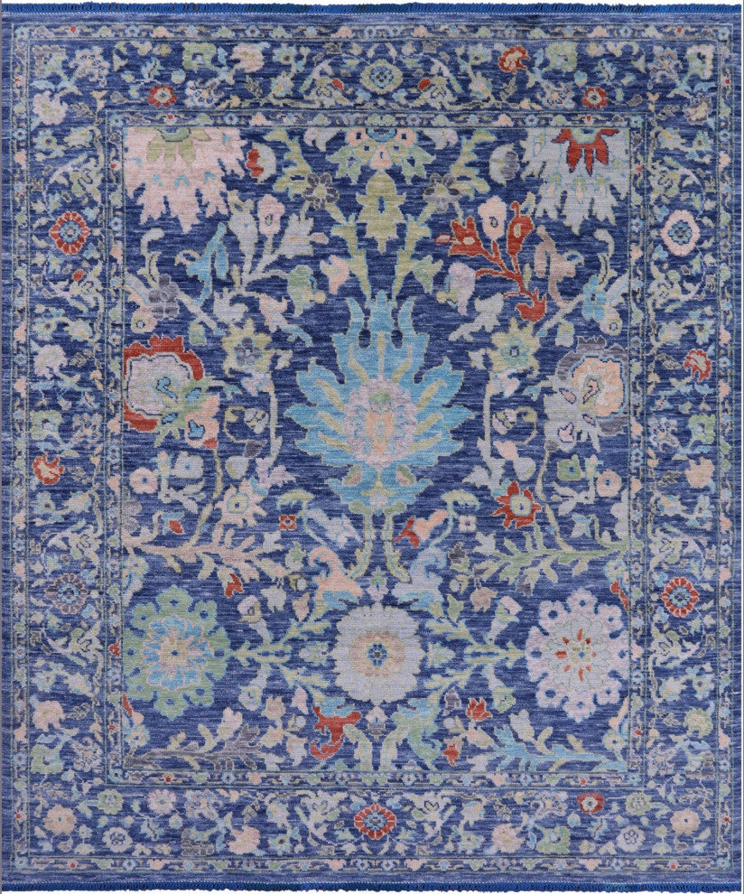 8' 0" X 9' 8" Hand-Knotted Turkish Oushak Wool Rug - Q15584