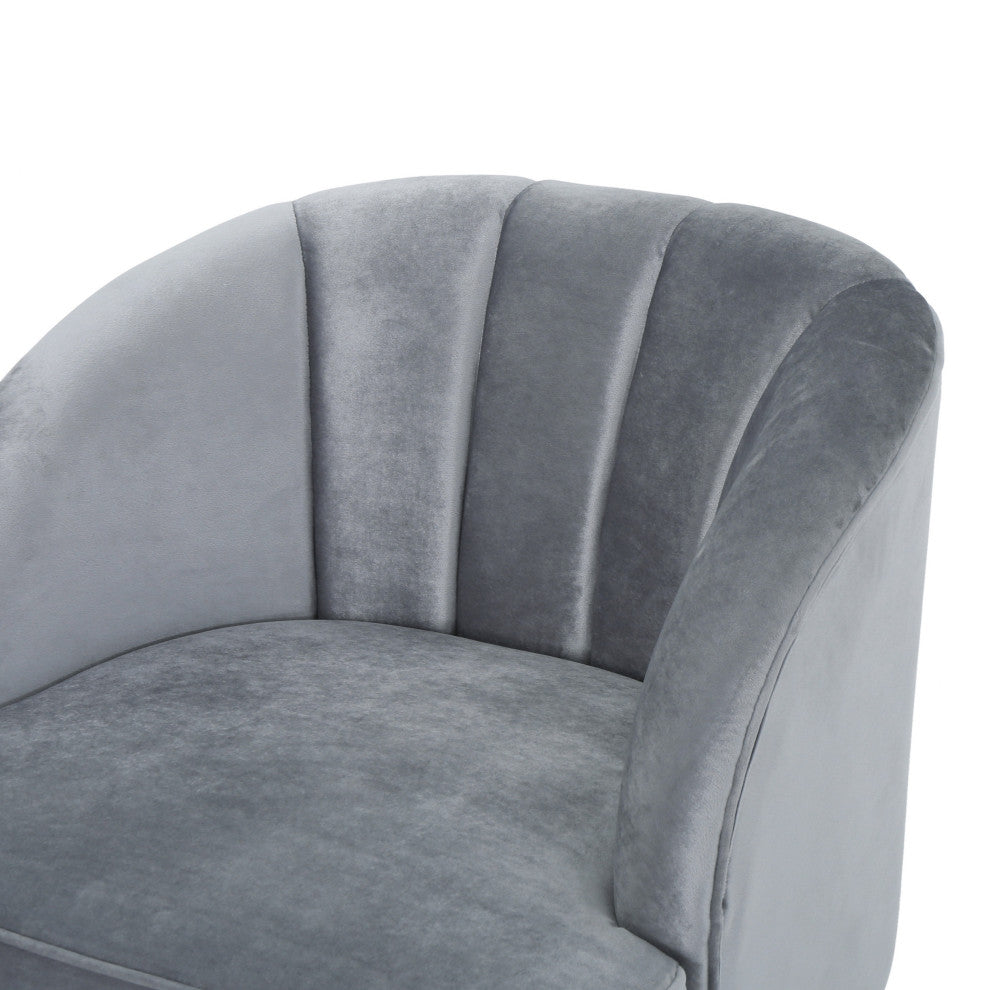 GDF Studio 3-Piece Scarlett Modern New Velvet Loveseat Club Chair Set, Pewter