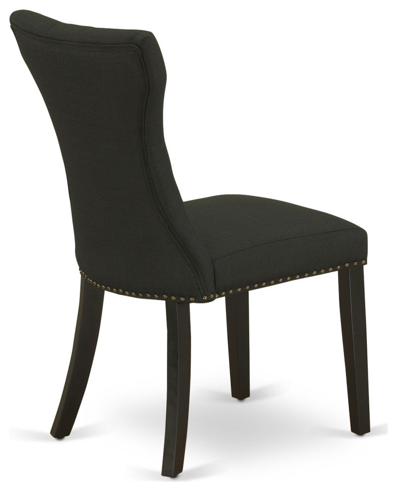 5Pc Small Dining Set - 4 Upholstered Chairs, Table Wood Frame -High Back & Black