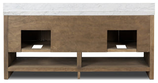 Anthem Double Vanity 72", Carrara Marble, Washed Natural, Brushed Brass