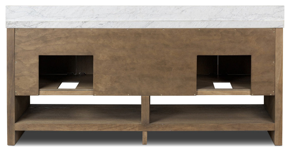 Anthem Double Vanity 72", Carrara Marble, Washed Natural, Brushed Brass