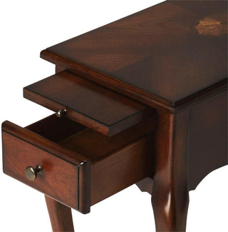 Dark Cherry Side Table with Brass Pulls