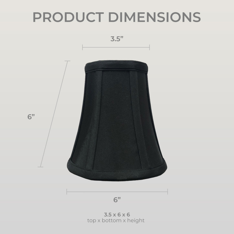 Royal Designs True Bell Basic Lamp Shade, Flame Clip Fitter, Black, Set of 6