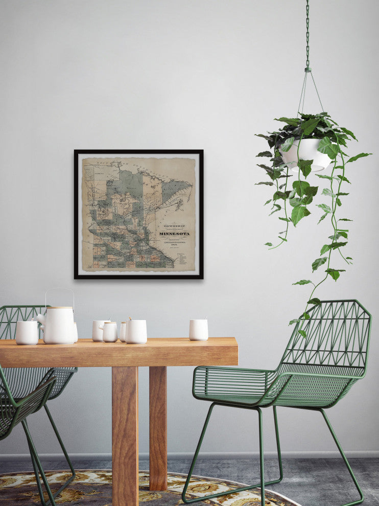 "Minnesota Township Map" Framed Painting Print, 32x32