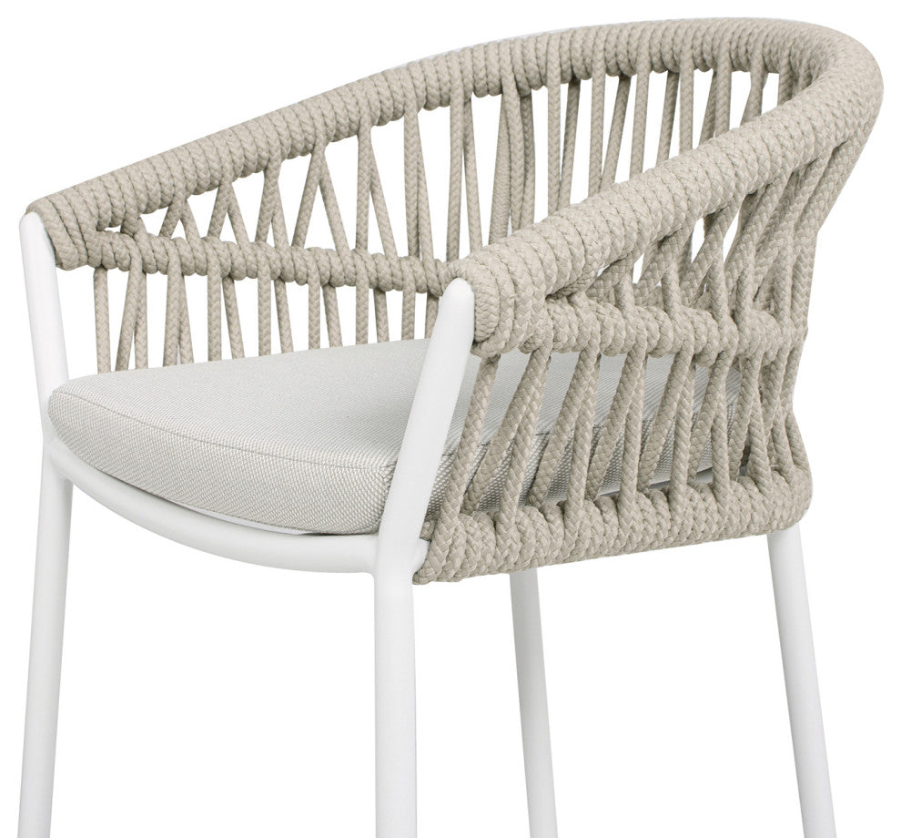Maiden 27" Woven Barrel Back Outdoor Patio Counter Stool, Set of 2, Wheat Beige Axroma Olefin