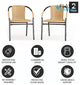 Flash Furniture Rattan Stacking Restaurant Dining Arm Chair in Beige (Set of 2)