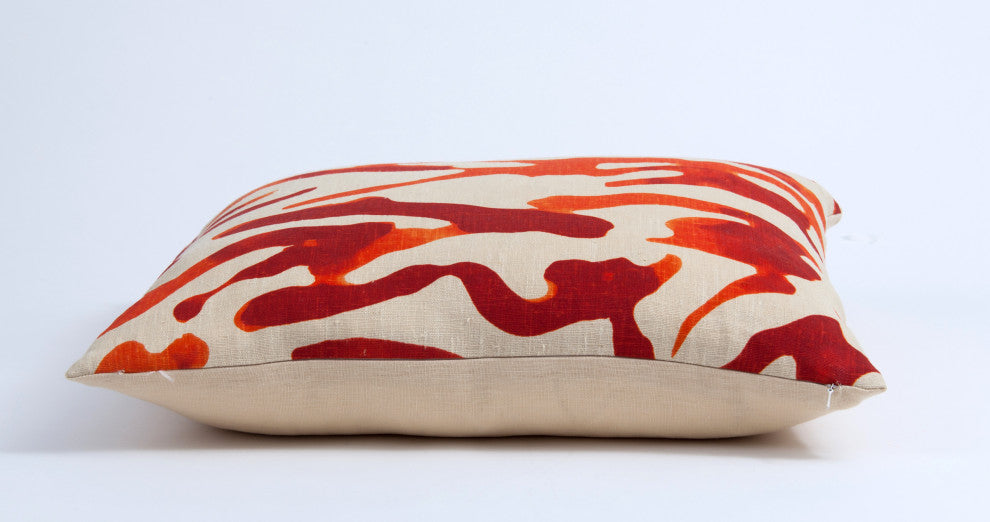 Zebra pillow cover, Jim Thompson fabric, burnt orange throw pillow, animal print