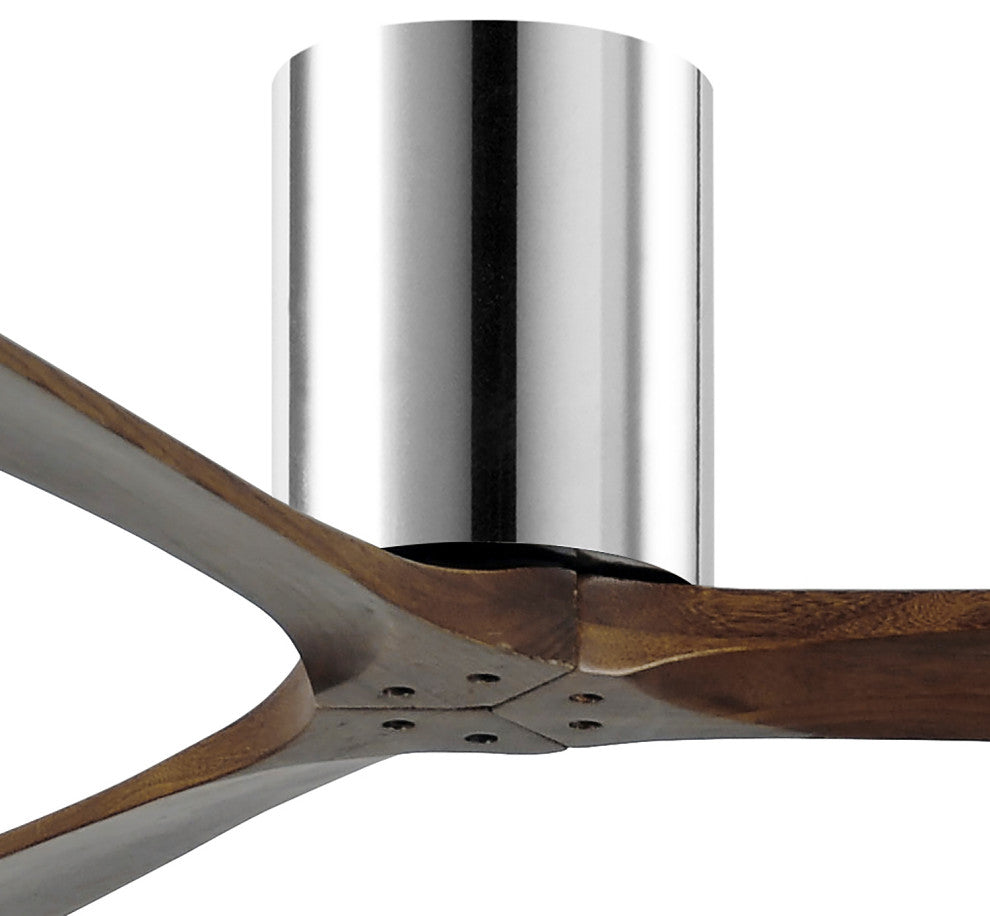 Irene-3 60" Hugger Ceiling Fan, Polished Chrome With Walnut Blades