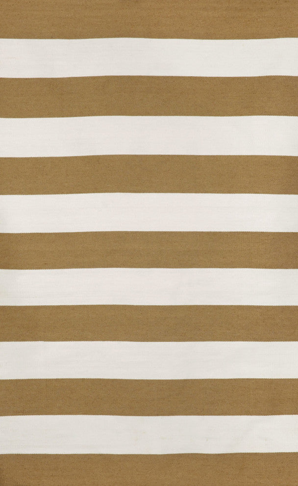 Sorrento Rugby Stripe Indoor/Outdoor Rug, Khaki, 3'6"x5'6'