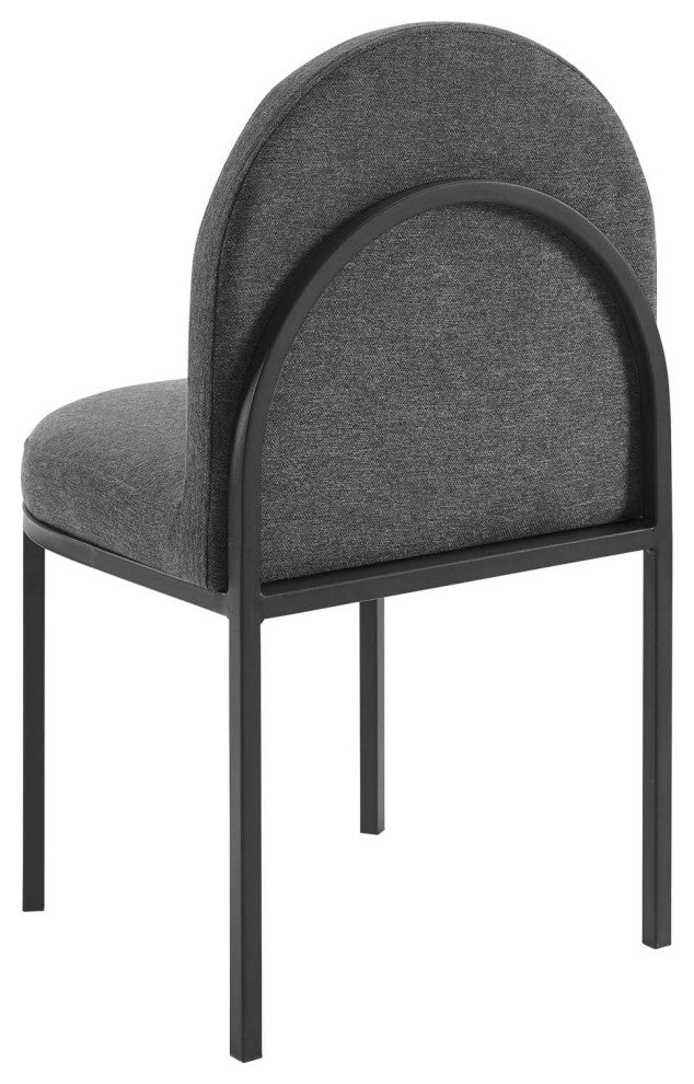 Side Dining Chair, Set of 2, Fabric, Black Gray, Modern, Bistro Restaurant