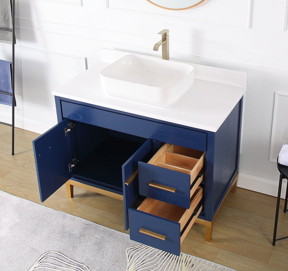 42" Tennant Brand Modern Style Blue Beatrice Vessel Sink Bathroom Vanity