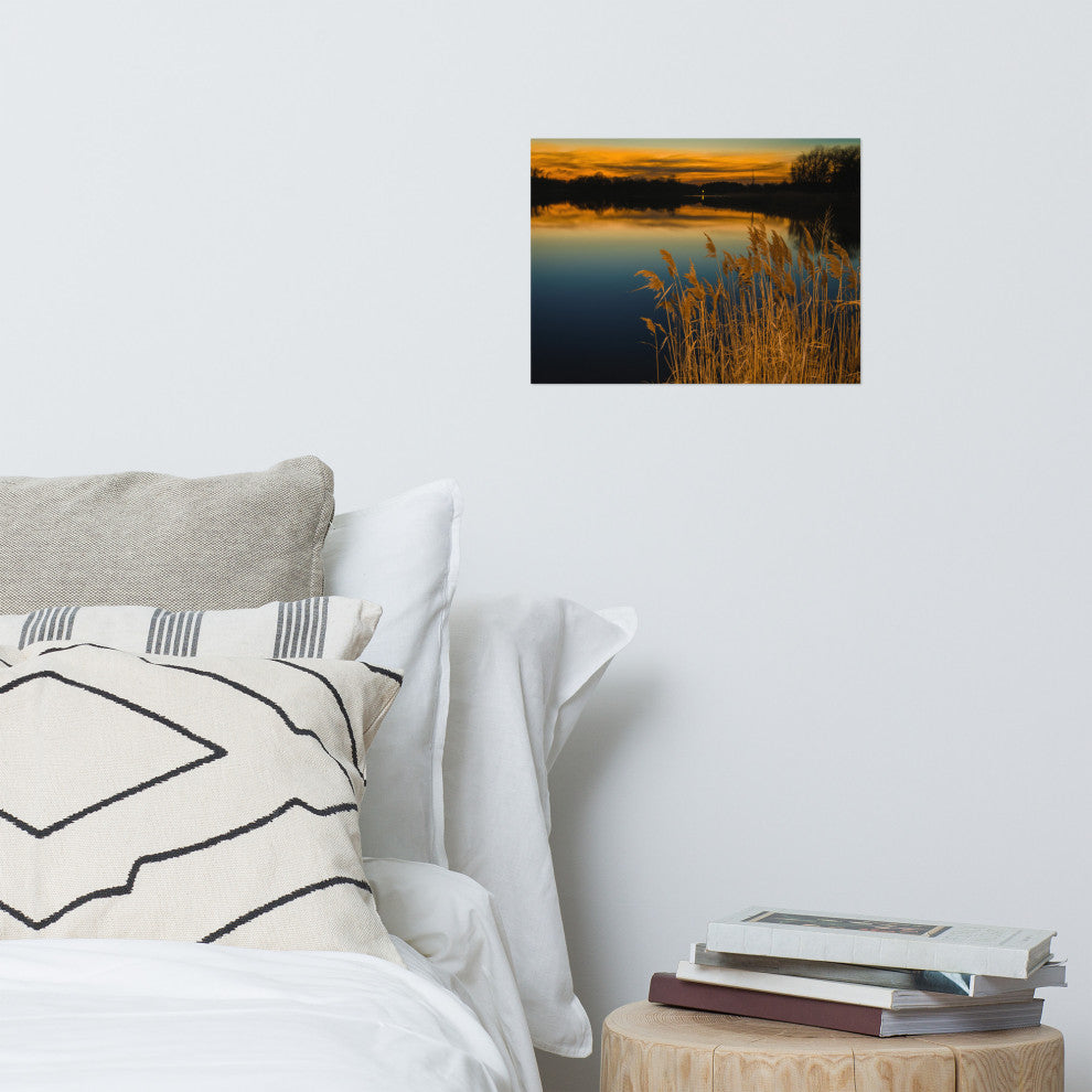 Farmhouse Art Decor: Sunset Reedy Point Landscape Photo Unframed Print, 12" X 16"