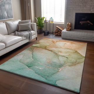 Premium Machine Washable Mayfield AMF508 Teal 5' x 7'6" Rug