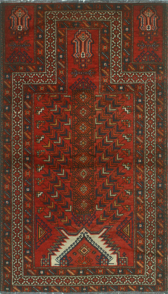 Vintage Distressed Robyn Rust/Blue Rug, 3'9x6'5