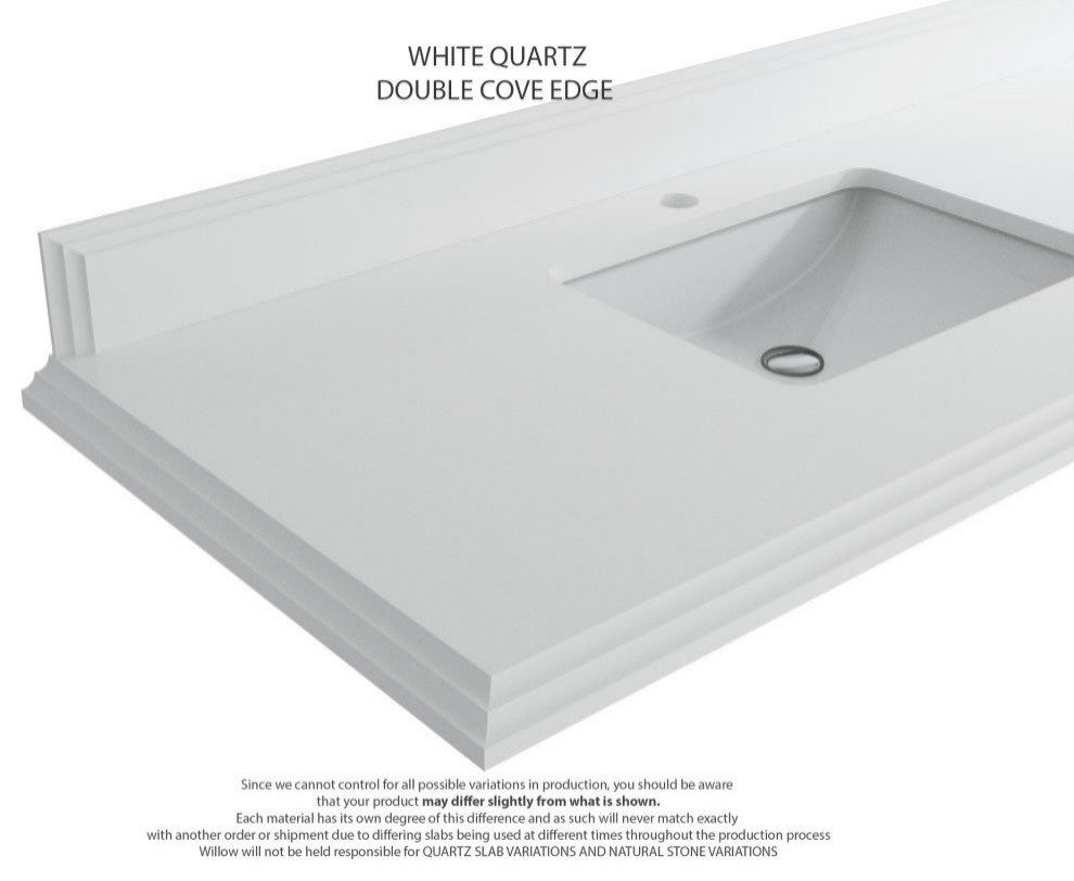 Elizabeth 36 Right Offset Bath Vanity in Light Natural Teak 1.5" White Quartz