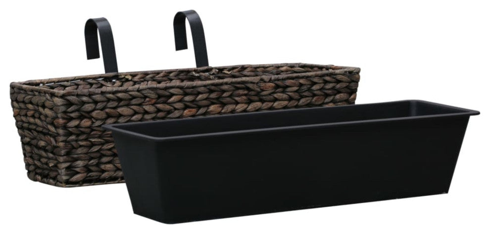 vidaXL Garden Planters 2-Piece Set Water Hyacinth Brown