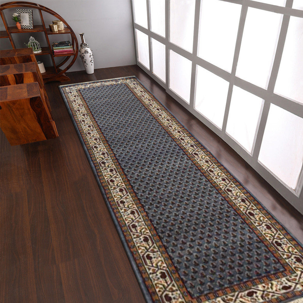 Hand Knotted Lichi Izmir Wool Area Rug Oriental Light Blue
