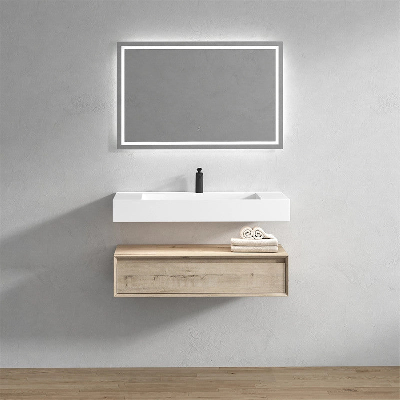 Alysa 36'' Floating Vanity, Acrylic Sink, White Oak