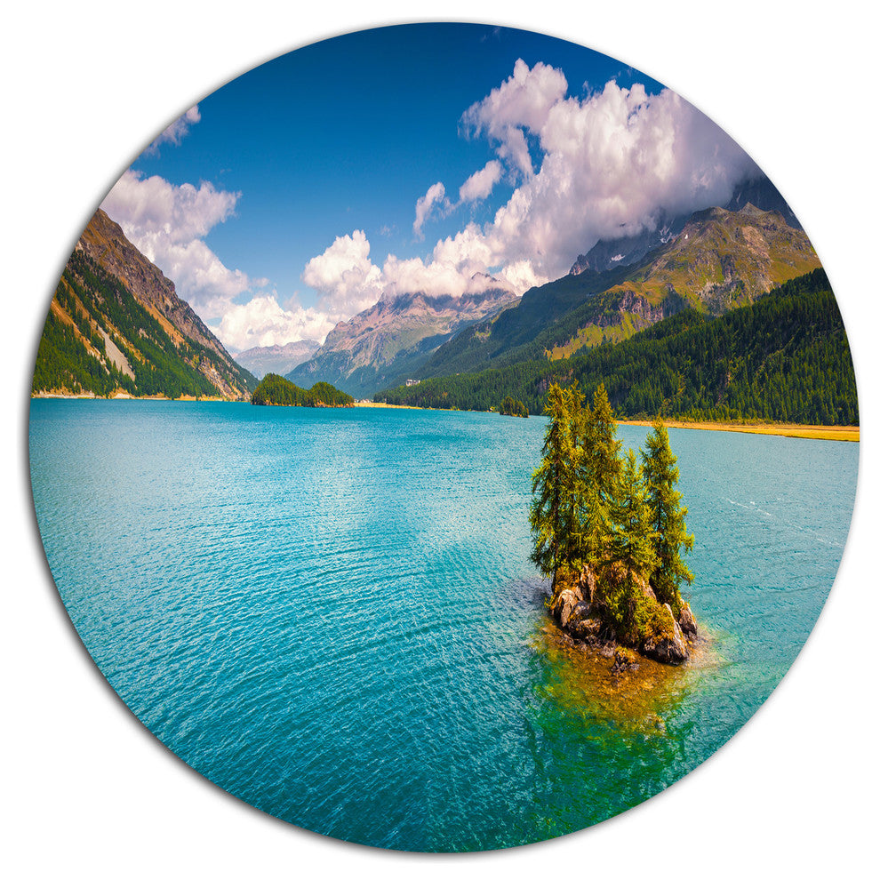 Silsersee Lake In The Swiss Alps, Landscape Art Round Wall Art, 23"