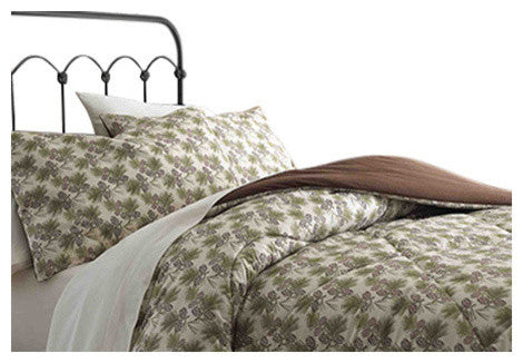 Pinecone Micro Flannel Comforter Set, Twin
