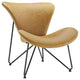 Modern Contemporary Lounge Chair, Tan, Vinyl Leather
