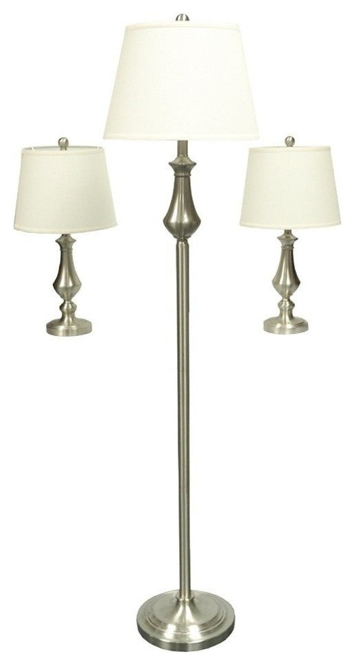 3-Piece Grant Lamp Set, Brushed Nickel