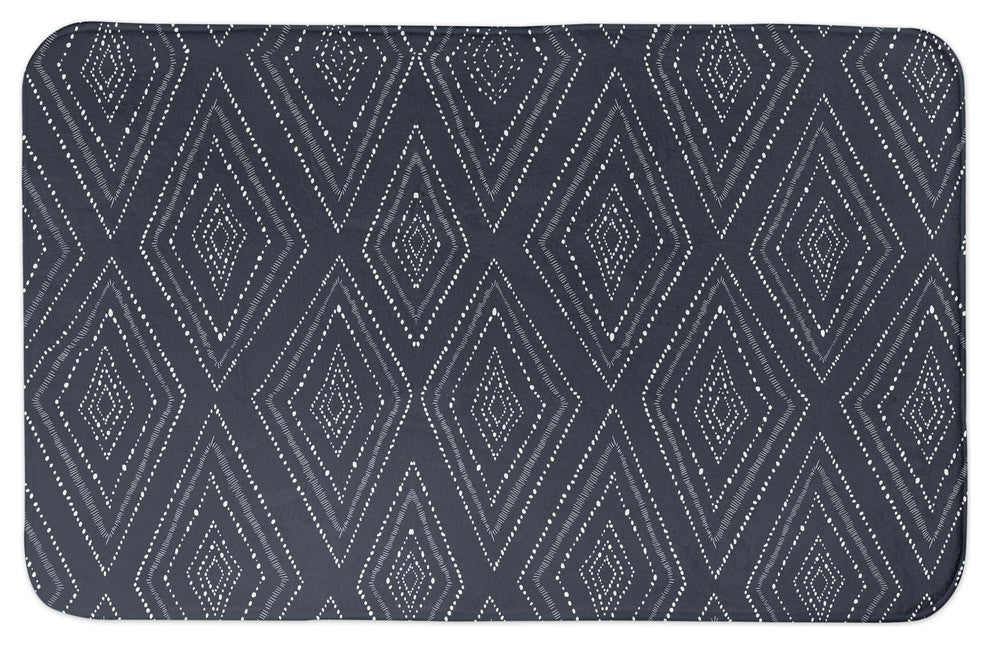 Navy Tribal Diamond 34x21 Bath Mat
