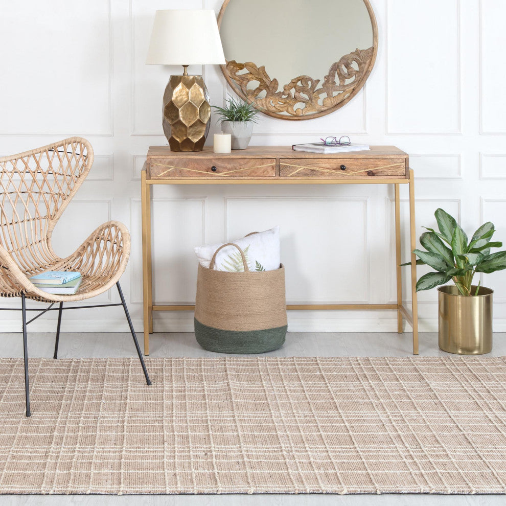 Okemah Jute and Ivory Wool Rug, 8'x10'