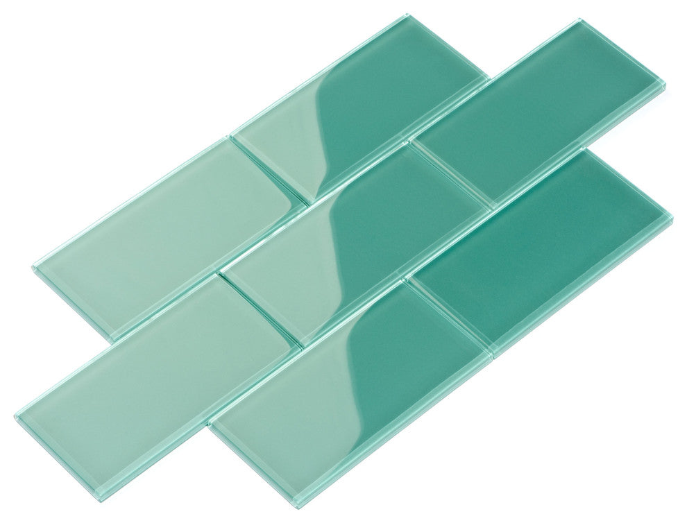 3"x6" Glass Subway Collection, Teal