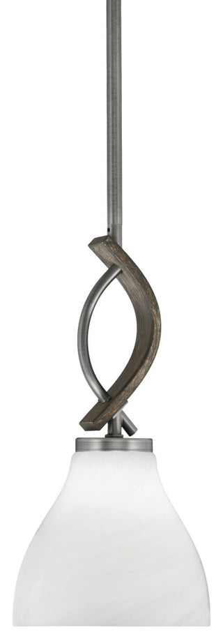 Monterey Mini Pendant Graphite & Painted Distressed Wood-look 6.25" White Marble