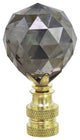 24007-41, 1 Pack Charcoal Grey Faceted Crystal Lamp Finial, Brass Plated Finish