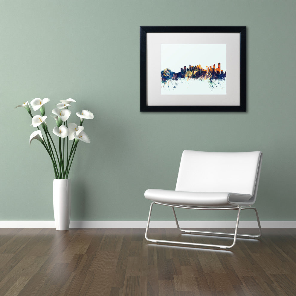 Michael Tompsett 'Calgary Canada Skyline Blue' Matted Framed Art, 11x14