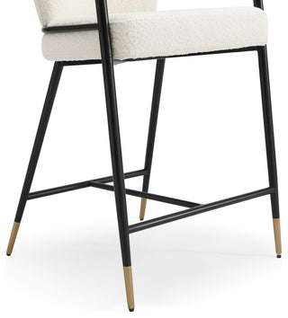 GDF Studio Contemporary Upholstered Counter Stools, Set of 2, Beige/Black/Gold