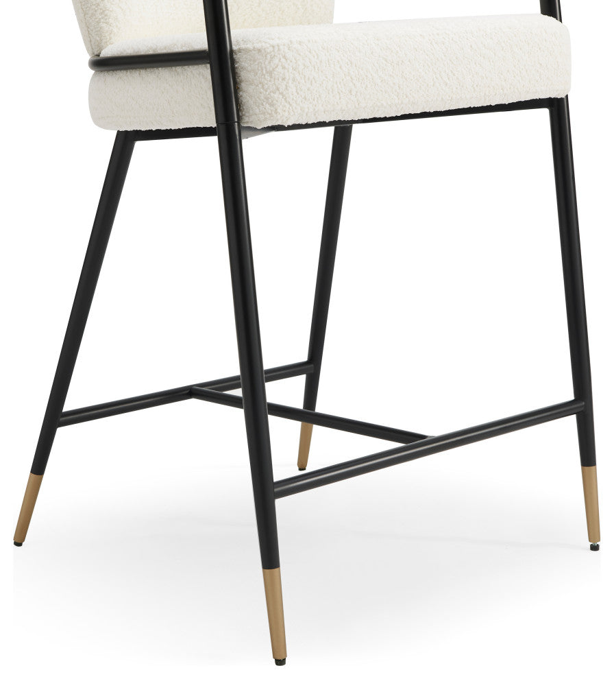 GDF Studio Contemporary Upholstered Counter Stools, Set of 2, Beige/Black/Gold