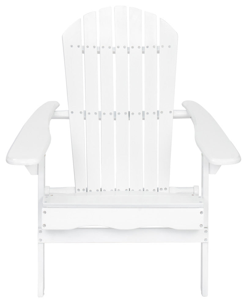 GDF Studio 5-Piece Benson Outdoor Adirondack Chair Set With Fire Pit, White