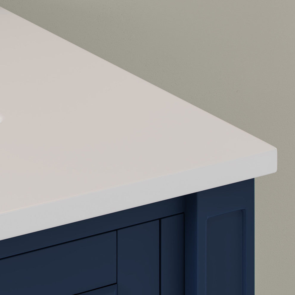 The Drew Bathroom Vanity, Navy Blue, 30", Single Sink, Freestanding