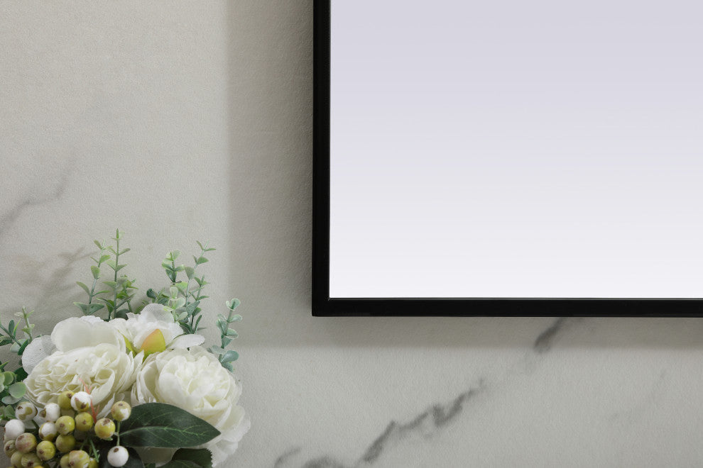 Metal Frame Arch Mirror 42X30 Inch, Black