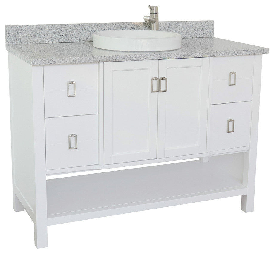 49" Single Vanity, White Finish With Gray Granite Top