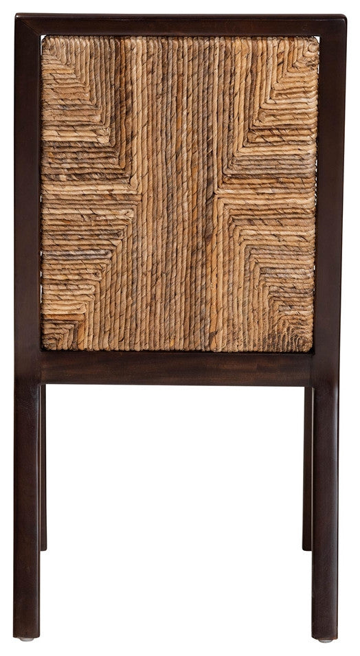 Modern Bohemian Dark Brown and Natural Abaca Dining Sidechair
