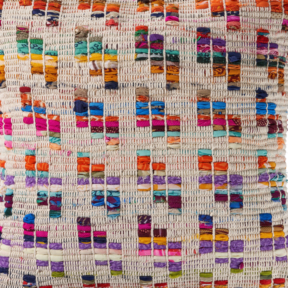 Eclectic Multicolored Chindi Throw Pillow