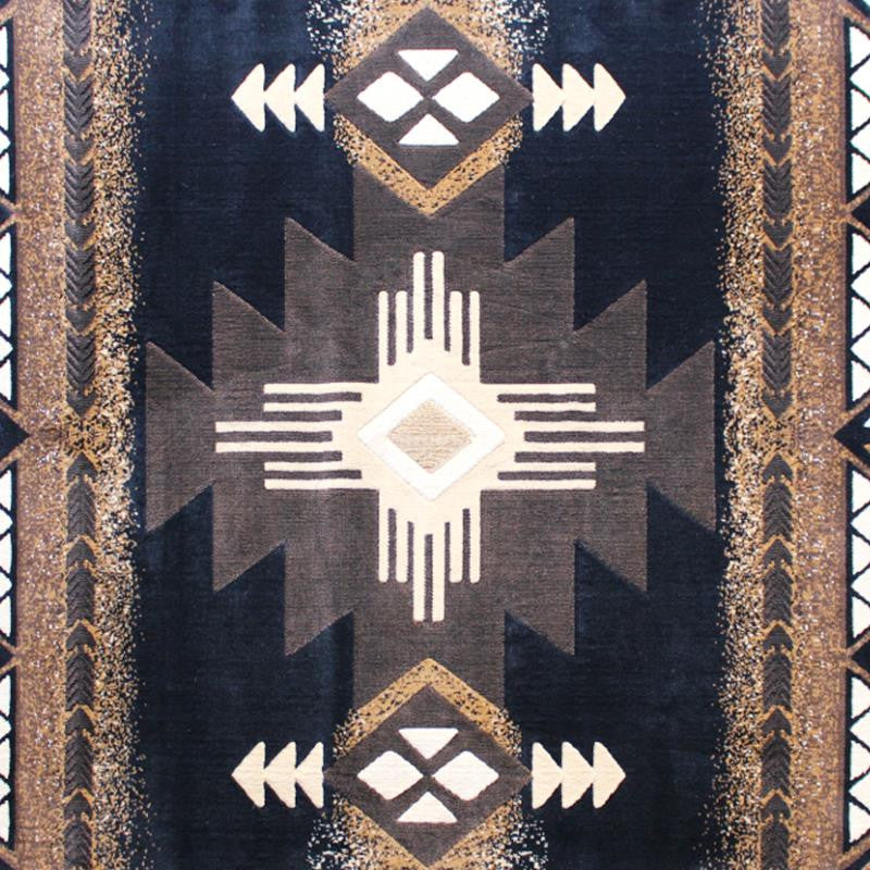 Mohave Collection Traditional Southwestern Style Area Rug, Black, 2' X 7'