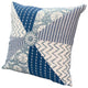 Benzara UPT-268970 Accent Pillow, Geometric Pattern, Cotton Cover, Blue/White