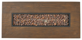 GDF Studio Pablo Outdoor 56" Rectangular Propane Fire Table, Brown Wood