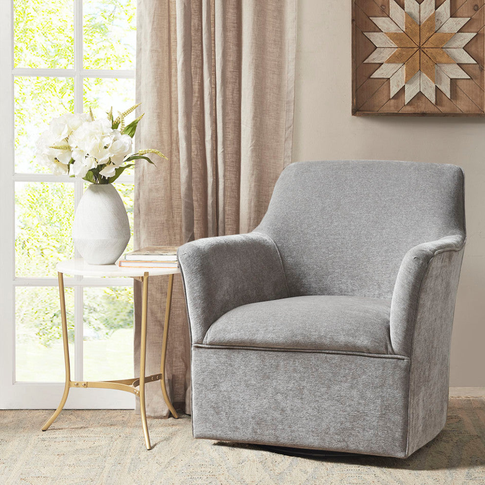 Madison Park Augustine Tight Back Swivel Lounge Chair, Gray