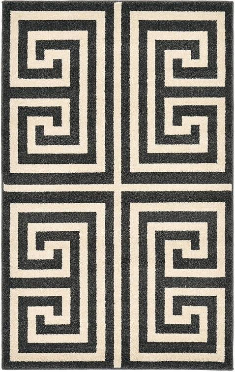 Unique Loom Black Athens Greek Key 3' 3 x 5' 3 Area Rug
