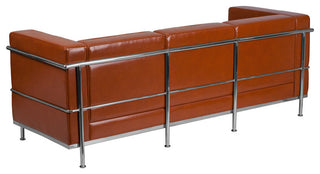 HERCULES Regal Series Contemporary Cognac LeatherSoft Sofa with Encasing Frame