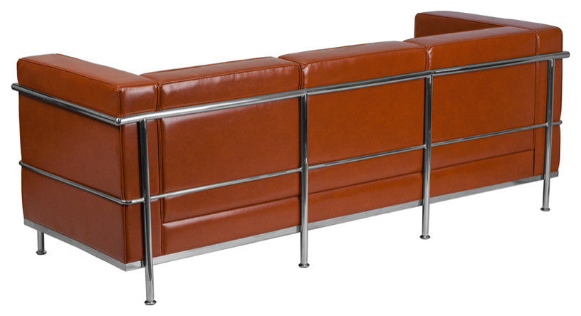 HERCULES Regal Series Contemporary Cognac LeatherSoft Sofa with Encasing Frame
