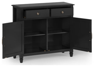 Full cabinet on white background with doors open, revealing interior compartments.