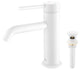 Circular Brass Single Handle Bathroom Faucet KBF1008, Matte White,, Drain