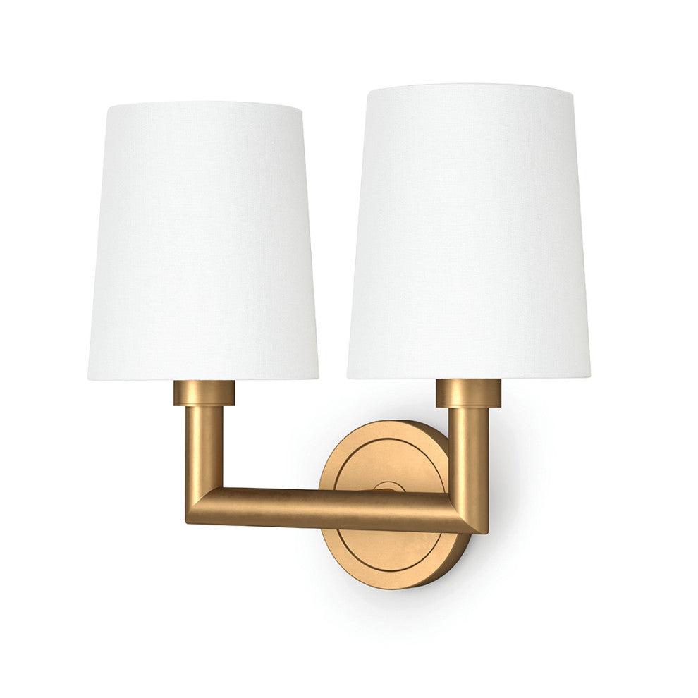 Legend Sconce Double, Natural Brass